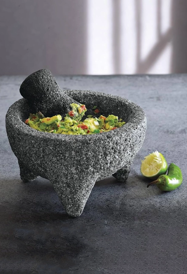 Molcajete Artesanal de Piedra Recinto en Una Pieza Única